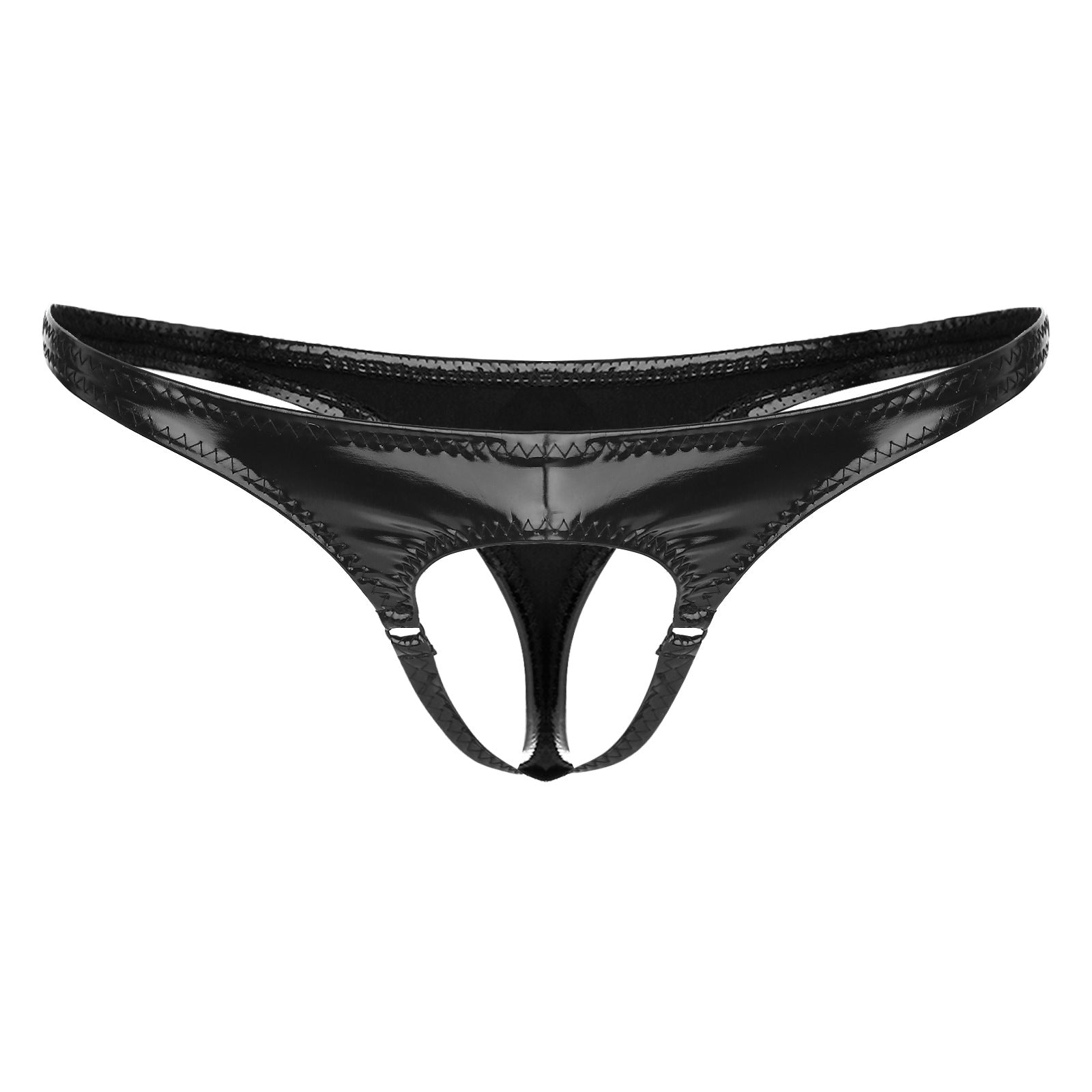 en's Patent Leather Thong with Iron Ring - DZK031 - YDressup