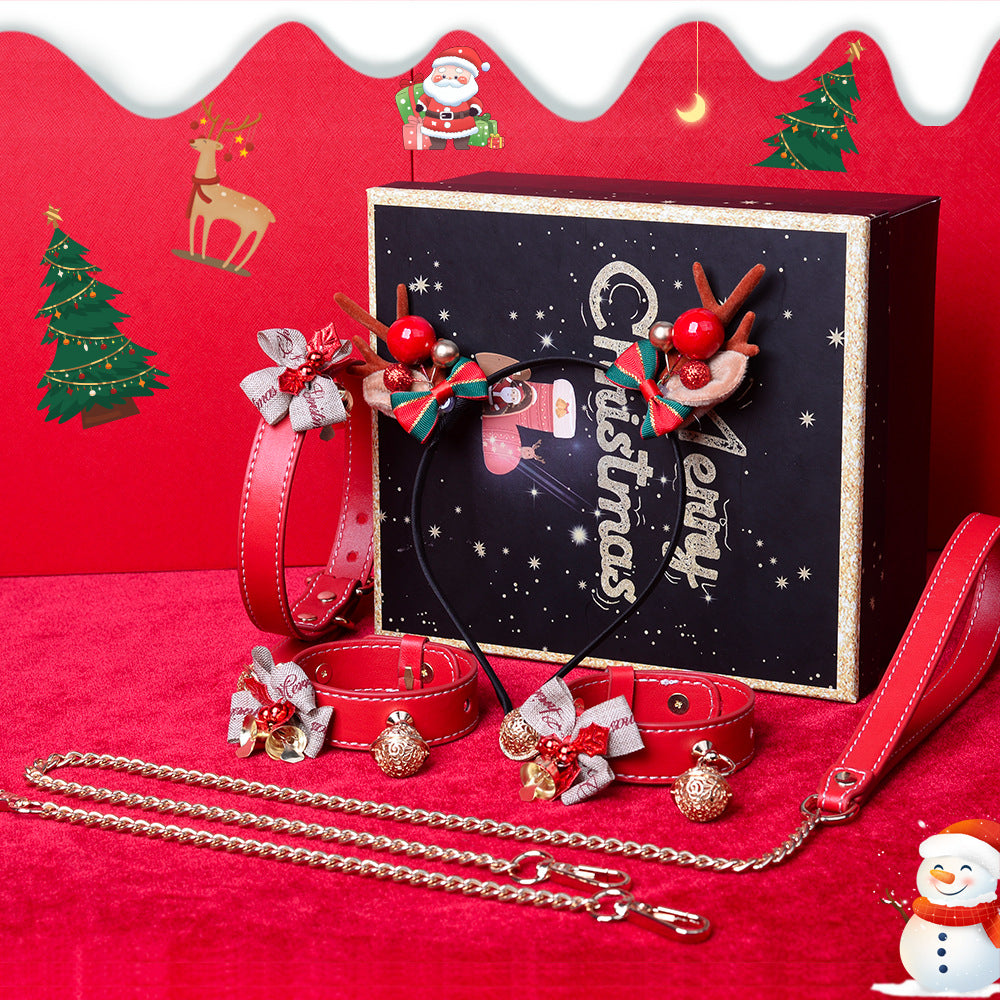 Christmas BDSM Sex Toy Gift Set - Elk Collar, Handcuffs, Bondage Adult Game - KB053 - YDressup