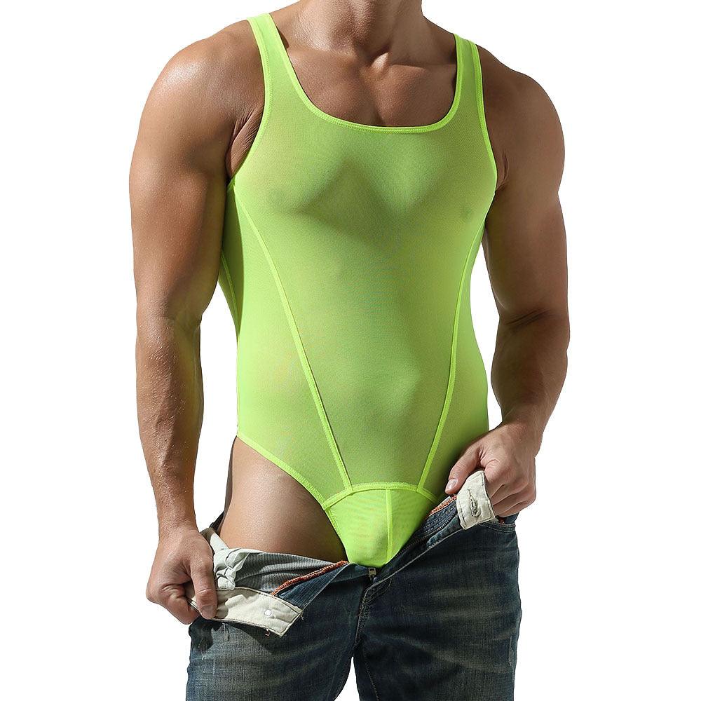 Men's Mesh Solid Color Fitness Bodysuit - LTY021 - YDressup