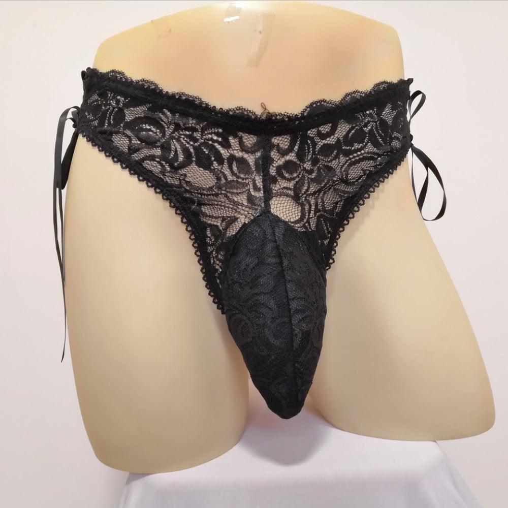 Men's Lace Spandex Thong - DZK043 - YDressup