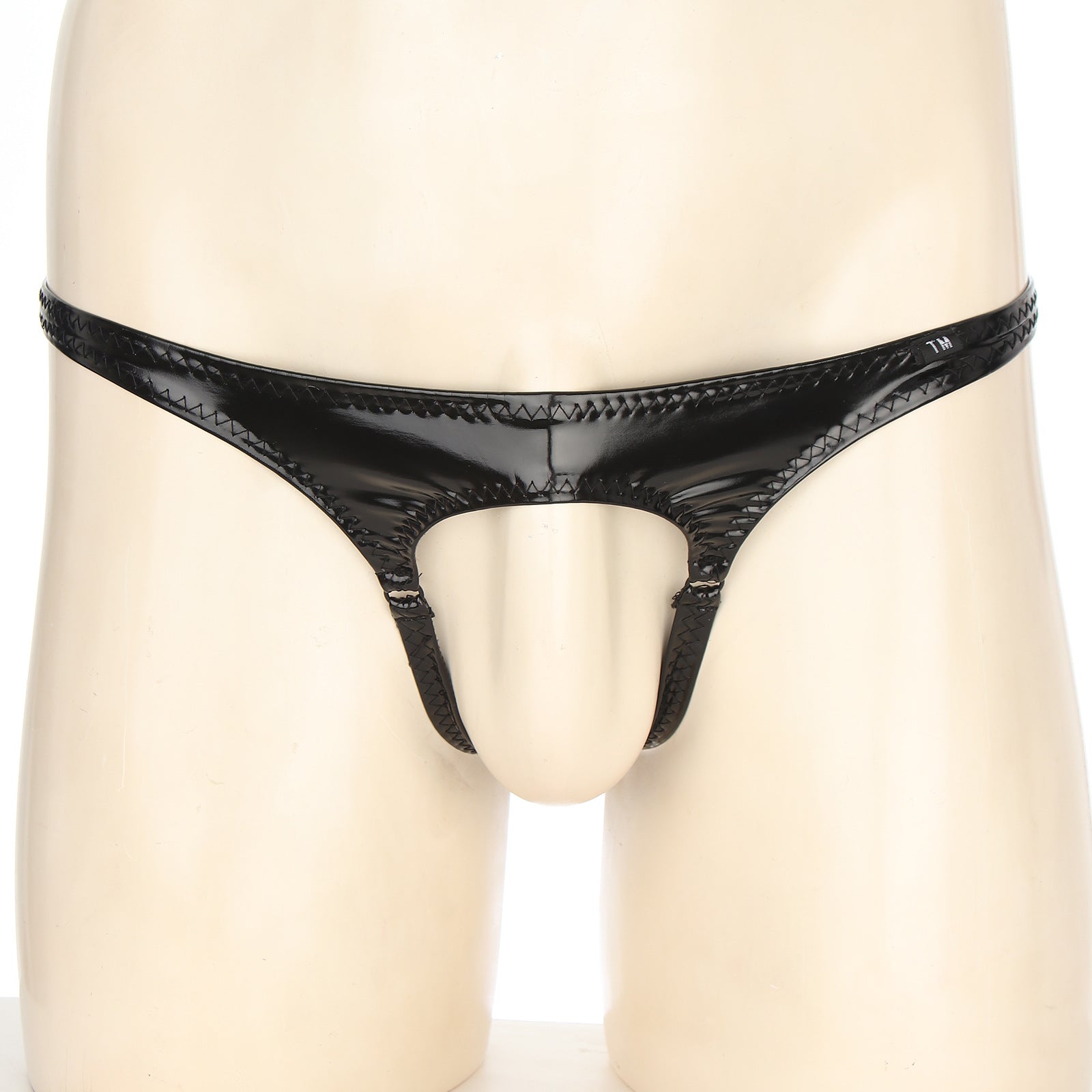 en's Patent Leather Thong with Iron Ring - DZK031 - YDressup
