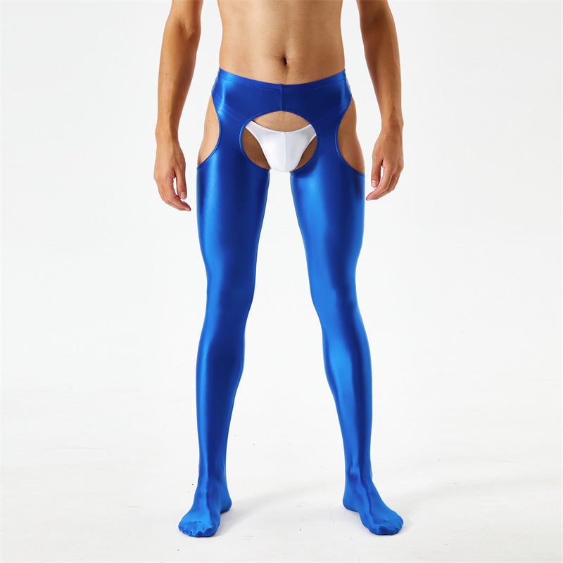Unisex Glossy Smooth Hollow Out Crotchless Bodystocking Erotic Lingerie - CW001 - YDressup