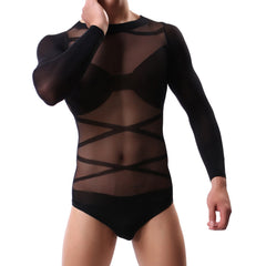 Men's Transparent High Elastic Bodysuit Set - LTY053 - YDressup