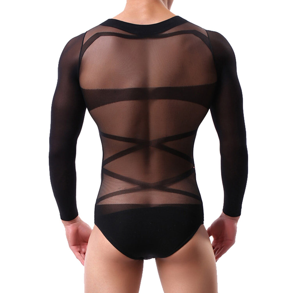 Men's Transparent High Elastic Bodysuit Set - LTY053 - YDressup