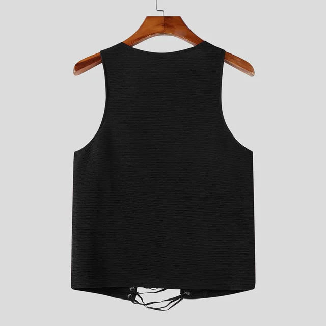 Men Tight Fitting Drawstring Design Sleeveless Tank Tops - TT008 - YDressup