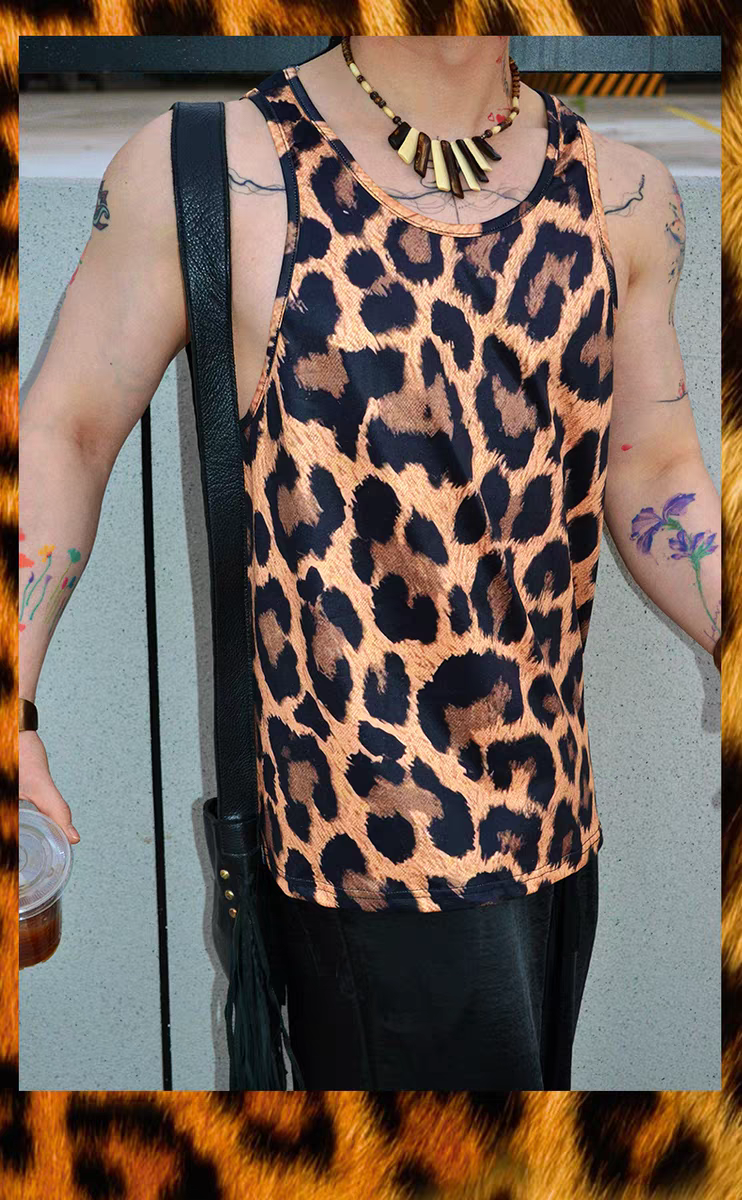 Hip Hop American Street Style Loose Casual Printed Leopard Print Sports Tank Top - SBS067