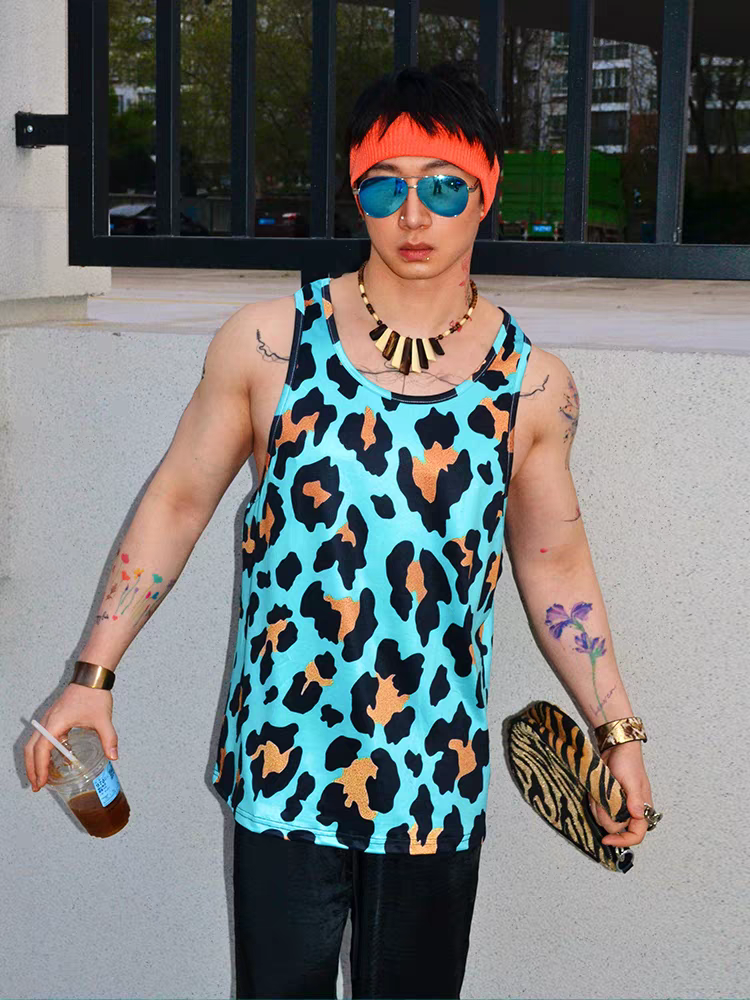 Hip Hop American Street Style Loose Casual Printed Leopard Print Sports Tank Top - SBS067