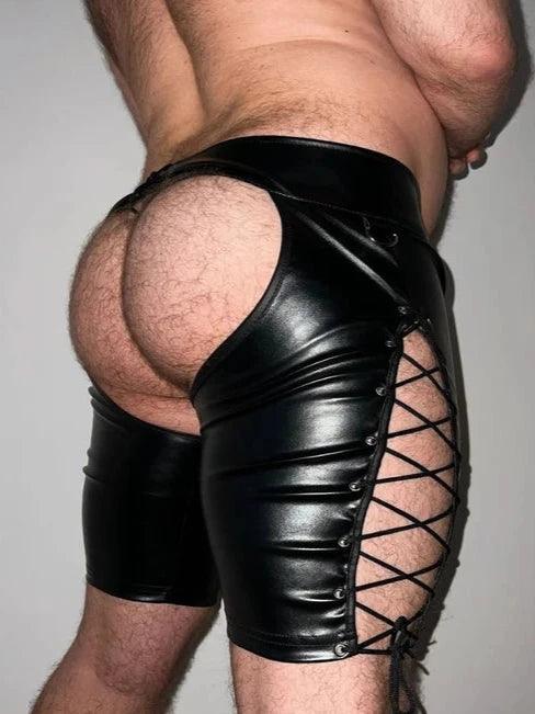 Men's Open Patent Leather Wild Shorts - KB036