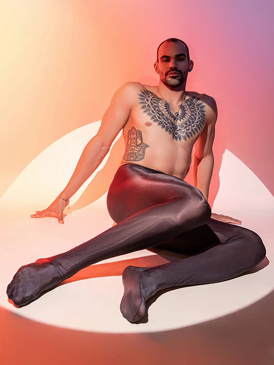 Men's Glossy Skin Tight Sheer Pantyhose - CW025 - YDressup