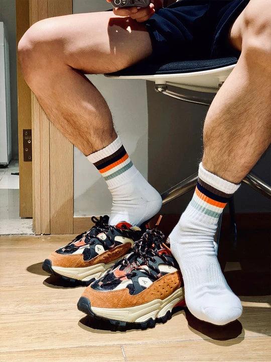 D.M Rainbow Striped Sports Cotton Socks - WZ002
