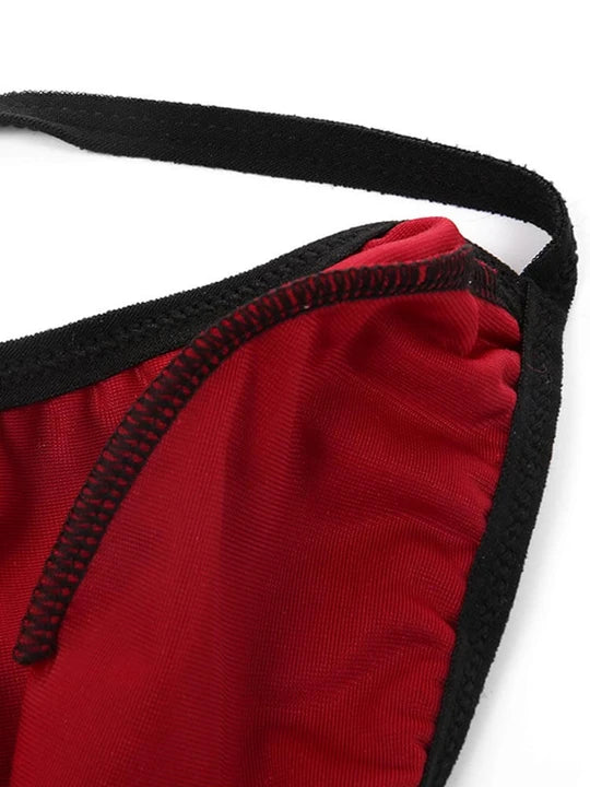 Men's Sexy Lace Red Christmas Bikini Set - QQNY033