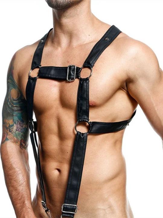 D.M Men's Sexy One-piece Leather Erotic Straps Harness Thong - KB027 - YDressup