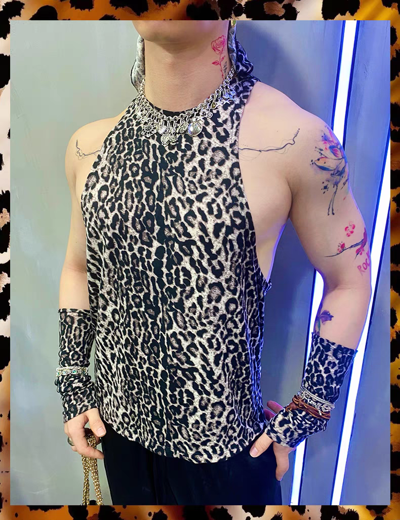 Cotton Blend Sexy Leopard Print Workout Vest - SBS064