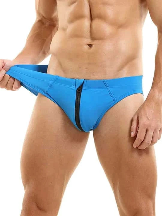 Men's Colorblock Zipper Swim Briefs - YK026 - YDressup