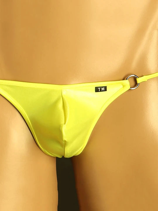 Men's Metal Ring Thong - Adjustable Lace-Up for Bold Style - DZK014 - YDressup
