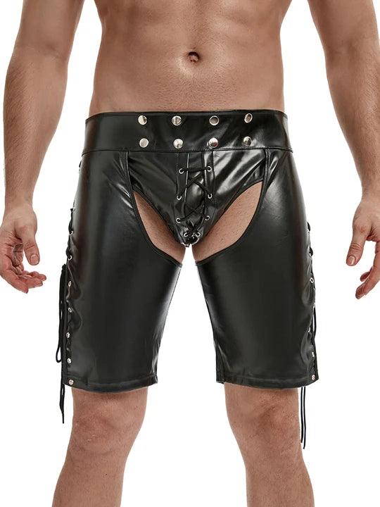 Men's Open Patent Leather Wild Shorts - KB036