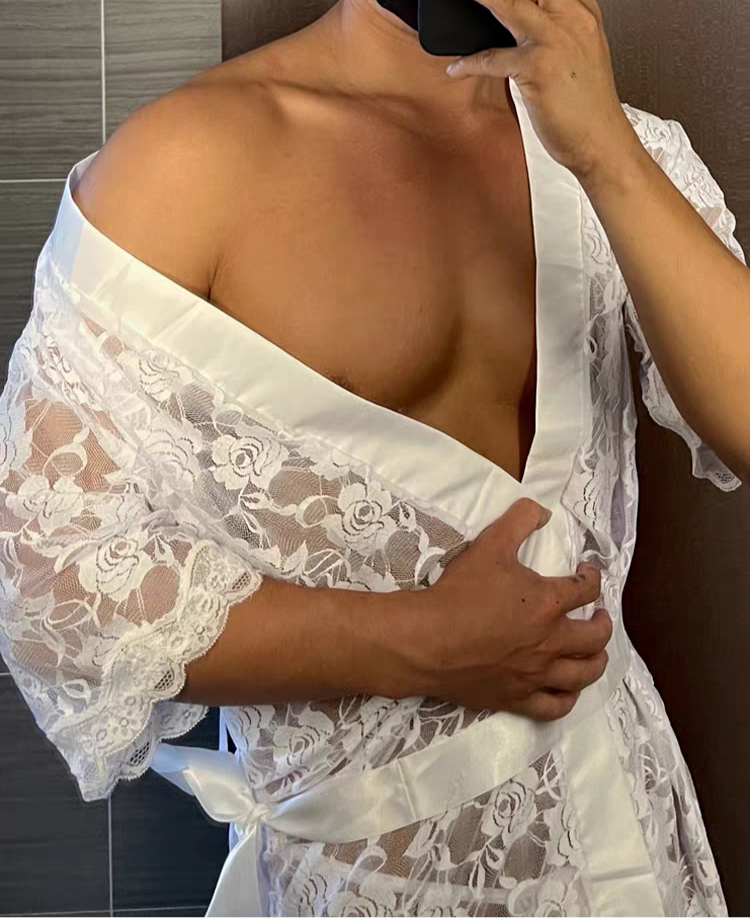 Men's Perspective Temptation Sexy Lace Thong Bathrobe - YNY022