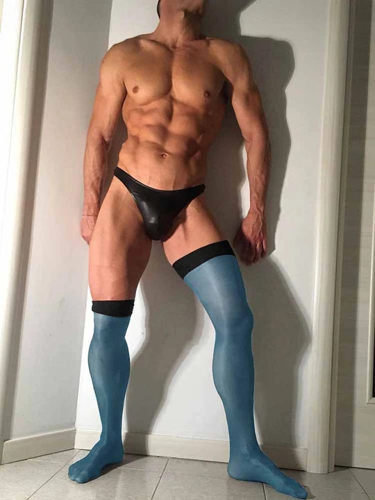 Men's Knee High Oiled Glitter Pantyhose - CW021 - YDressup