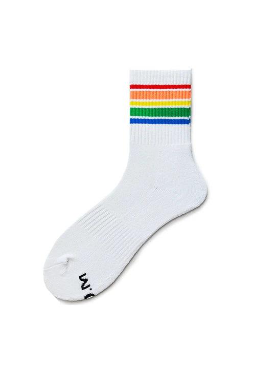 D.M Rainbow Striped Sports Cotton Socks - WZ002