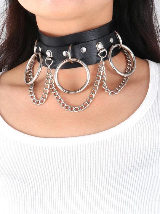 PU Leather Punk Chain Choker - KB040 - YDressup