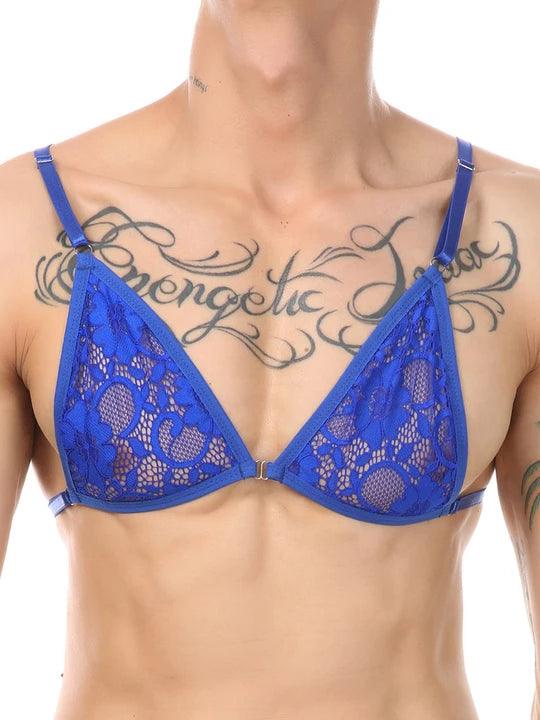 Men's Bikini Lace Bra Thongs Underwear Suit - QQNY011 - YDressup