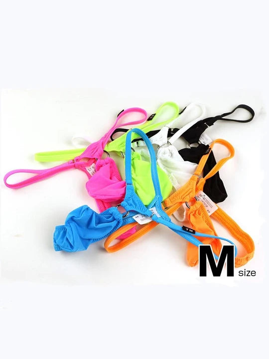 Men's Low-waist Iron Rings Solid Color Thongs - DZK048 - YDressup