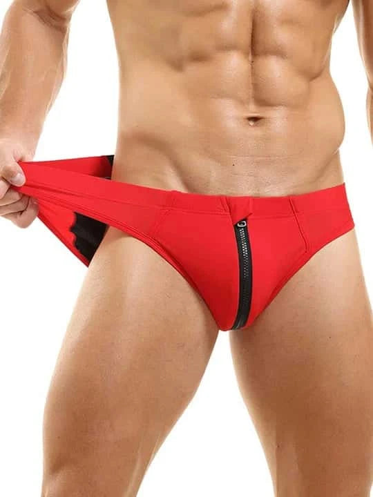 Men's Colorblock Zipper Swim Briefs - YK026 - YDressup