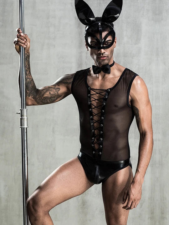 Black Sexy Rabbit Man Cosplay Suit - ZF008 - YDressup