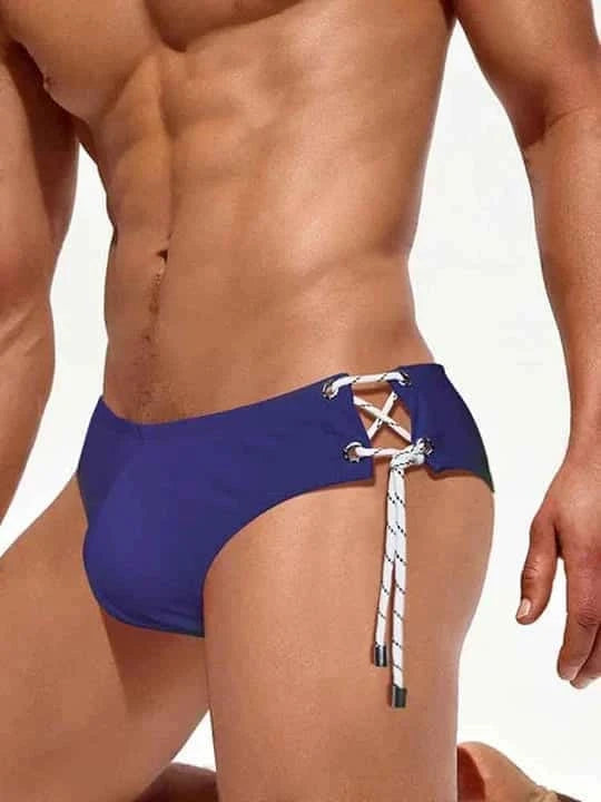 Men's Single Side Tether Low Rise Swim Briefs - YK035 - YDressup