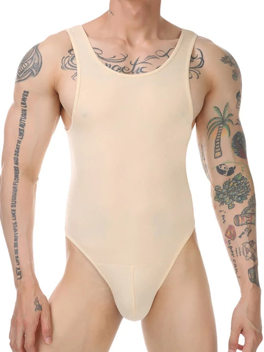 Men's Sexy Sleeveless Elastic Back Open Bodysuit - LTY040 - YDressup