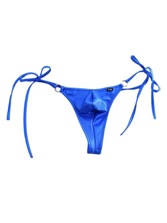 Men's Metal Ring Thong - Adjustable Lace-Up for Bold Style - DZK014 - YDressup