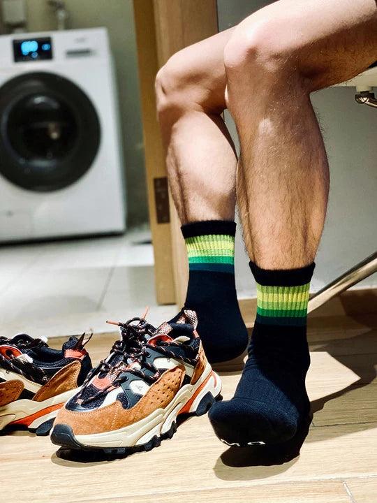 D.M Rainbow Striped Sports Cotton Socks - WZ002
