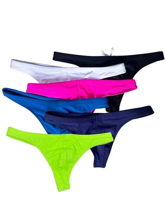 Men's Solid Color Low Rise Swim Thong - YK032 - YDressup