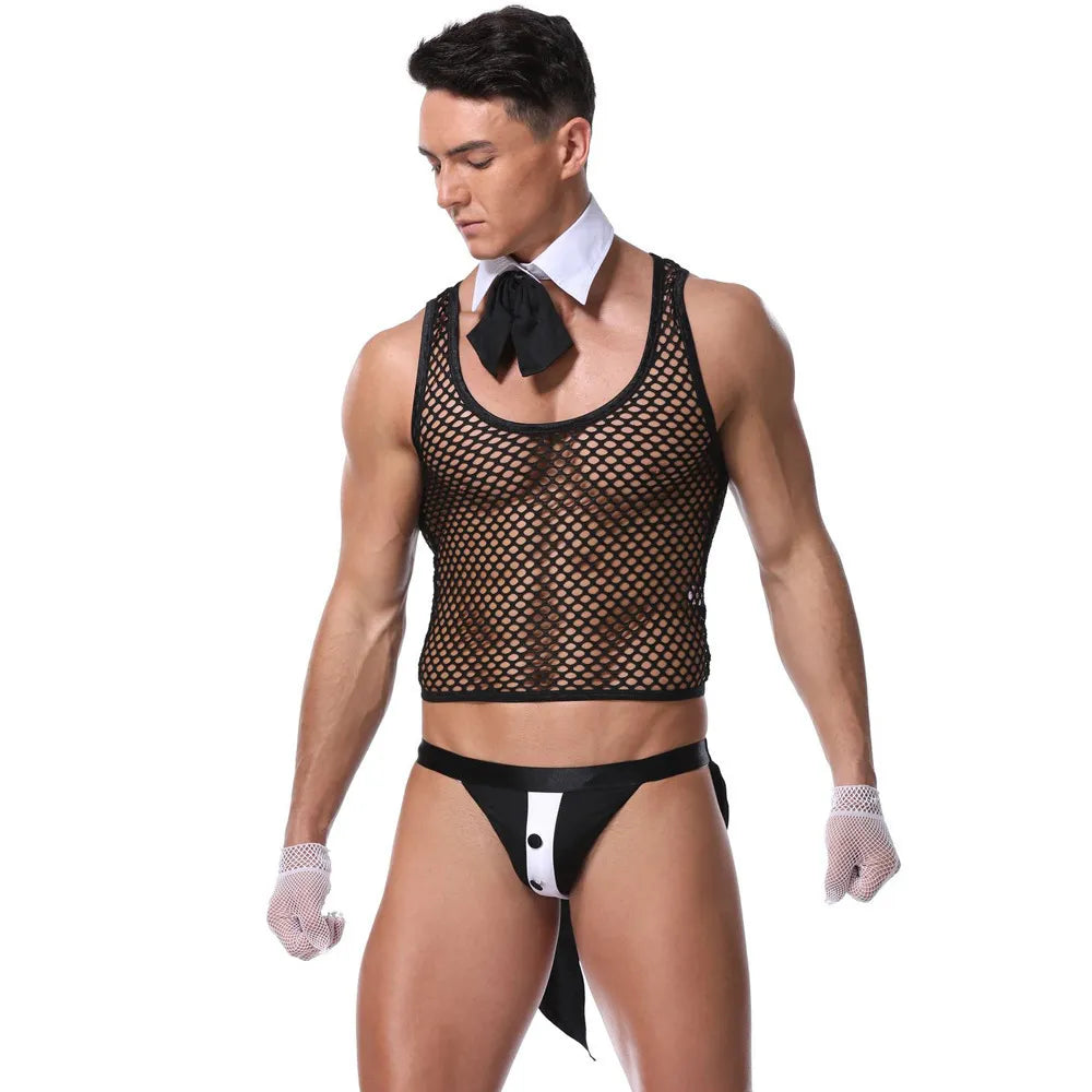 Men’s Erotic Waiter Cosplay Lingerie Set - ZF027 - YDressup