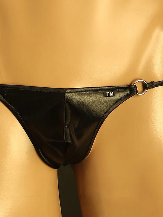 Men's Metal Ring Thong - Adjustable Lace-Up for Bold Style - DZK014 - YDressup