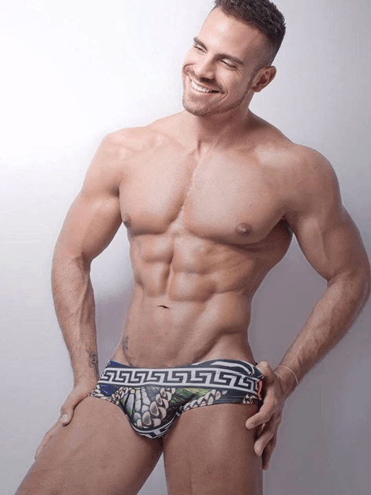 Low Waist Sexy Print Sports Triangle Swim Briefs - YK009