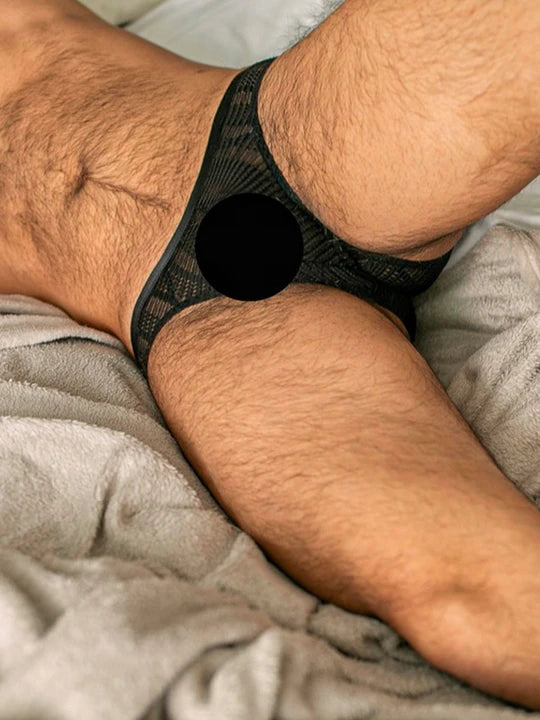 Men's Sexy See-Through Low Rise Thong - SJK056 - YDressup