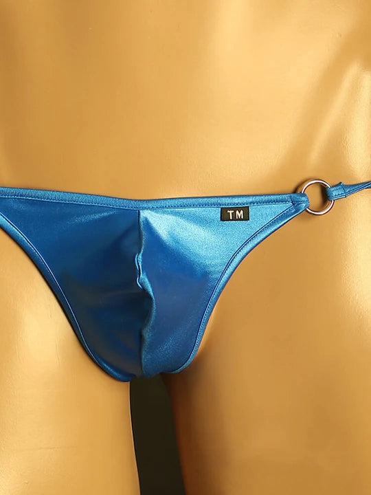 Men's Metal Ring Thong - Adjustable Lace-Up for Bold Style - DZK014 - YDressup