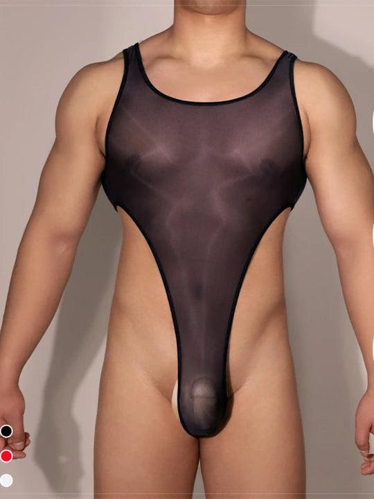 Men's High Cross Sexy Nylon Bodysuit - LTY029 - YDressup