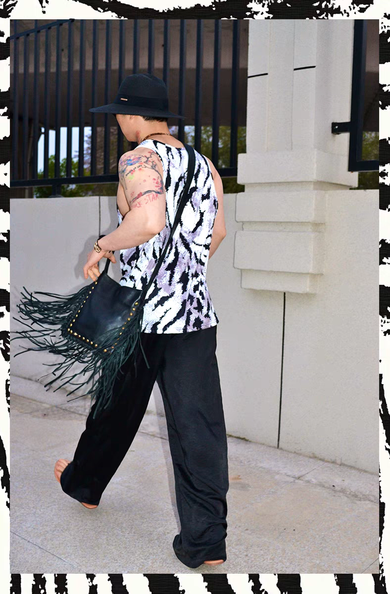 Unique Hip Hop American Street Style Loose Casual Sports Zebra Print Tank Top - SBS066
