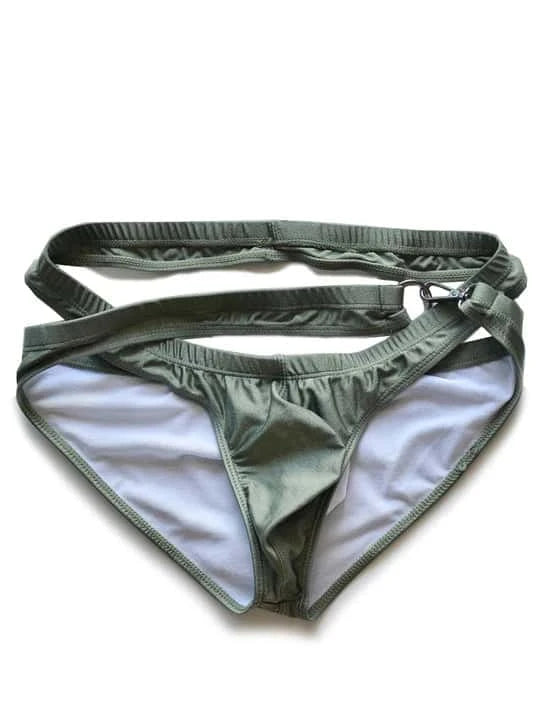 Low Rise Quick Dry Beach Metal Button Swim Briefs - YK033 - YDressup
