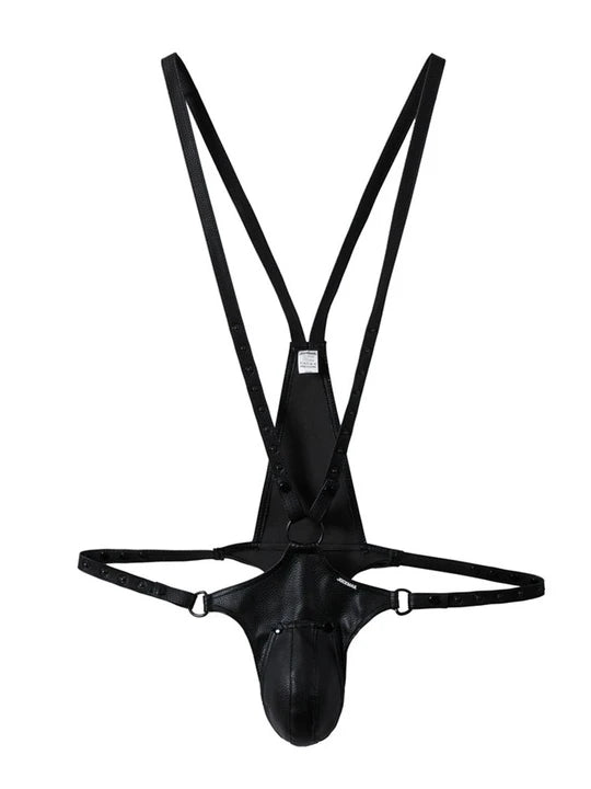 Men's Sexy Adjustable Leather Thong Bodysuit - KB044 - YDressup