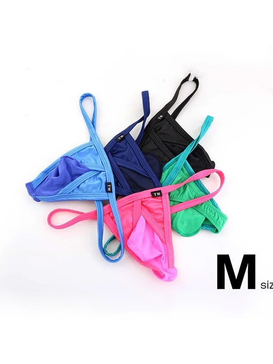 Men's Silky Breathable Spliced Elephant Thongs - DZK047 - YDressup