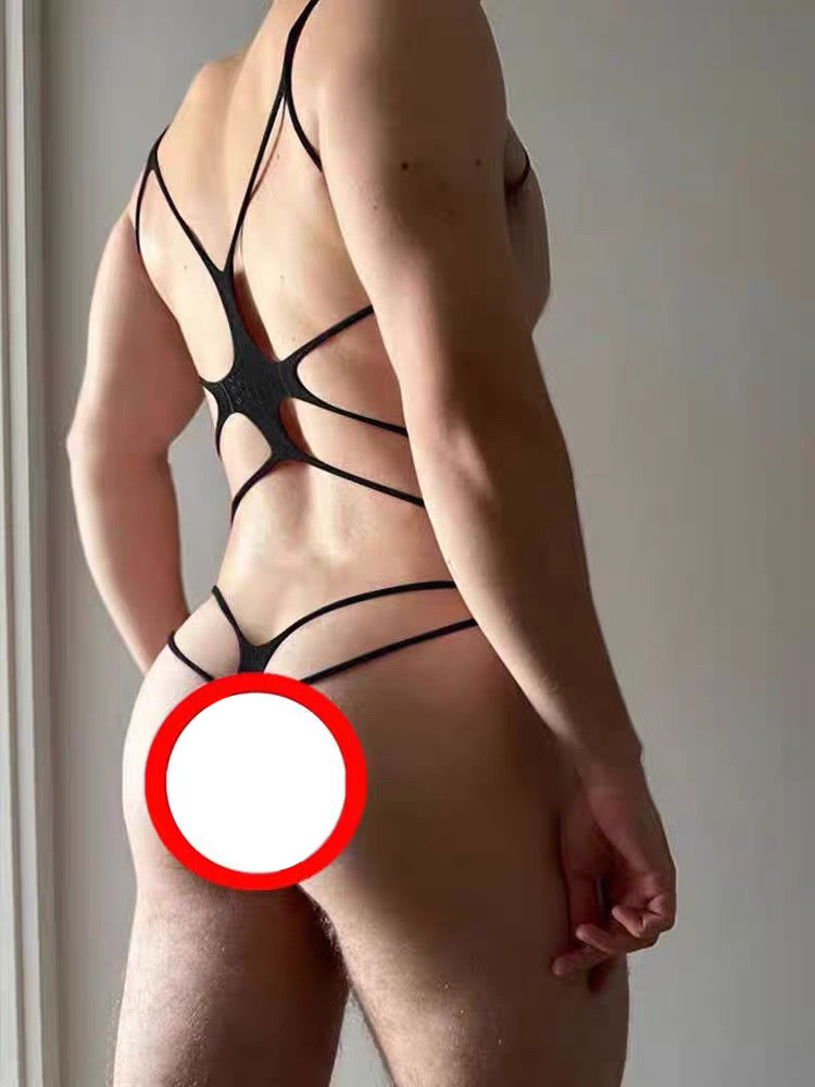 Men's Sheer Mesh Open-Crotch Bodystocking - LTW037