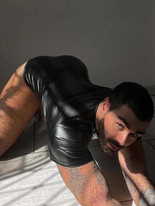 Black Patent Zipper Bodysuit - YNY084