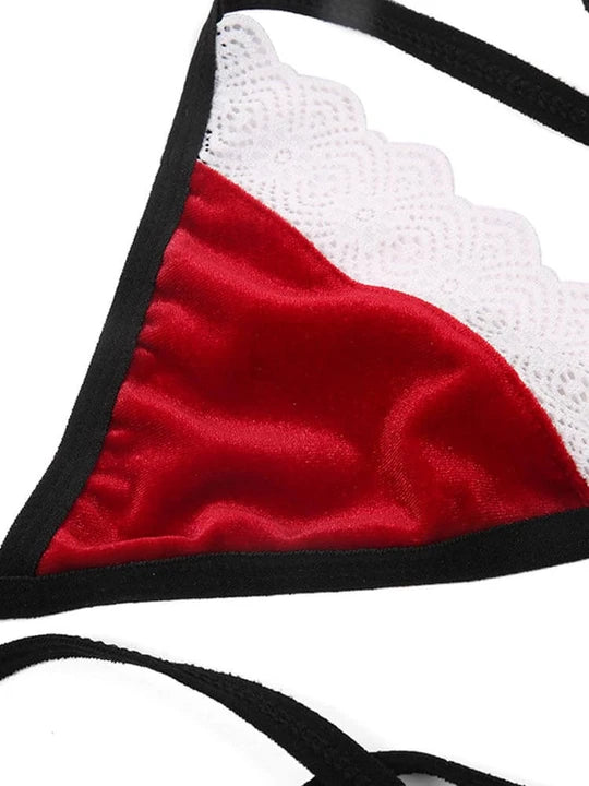 Men's Sexy Lace Red Christmas Bikini Set - QQNY033