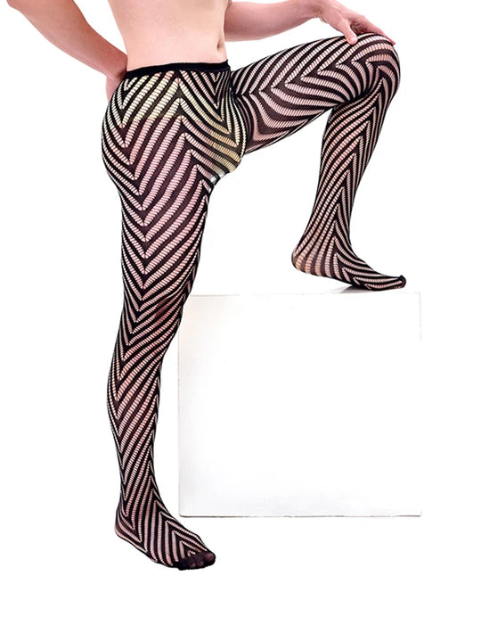 Men's See-through Erotic Fishnet Pantyhose - CW023 - YDressup