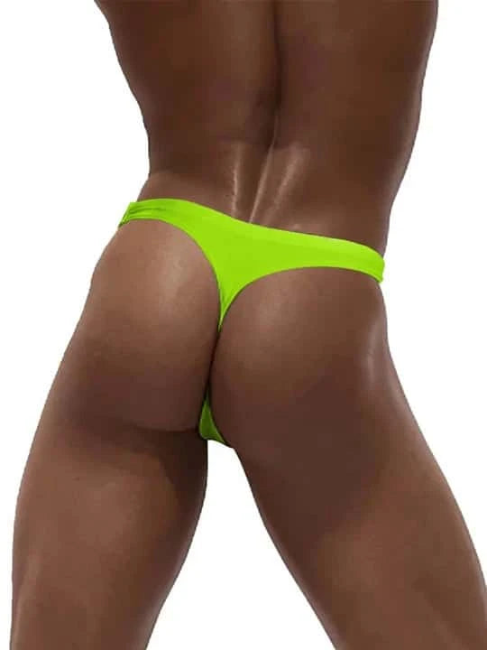 Men's Solid Color Low Rise Swim Thong - YK032 - YDressup
