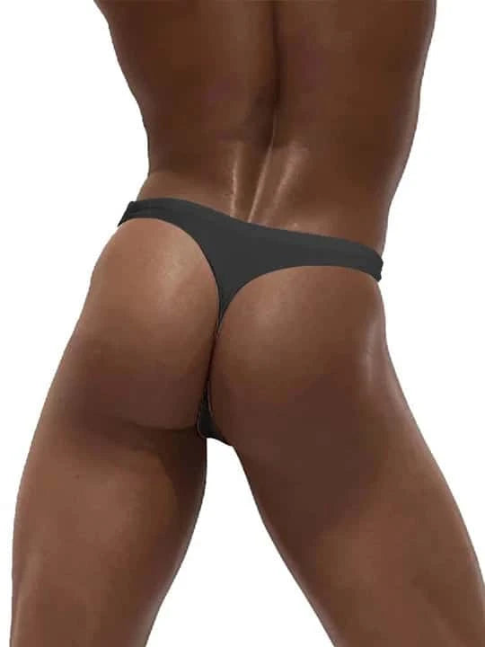 Men's Solid Color Low Rise Swim Thong - YK032 - YDressup