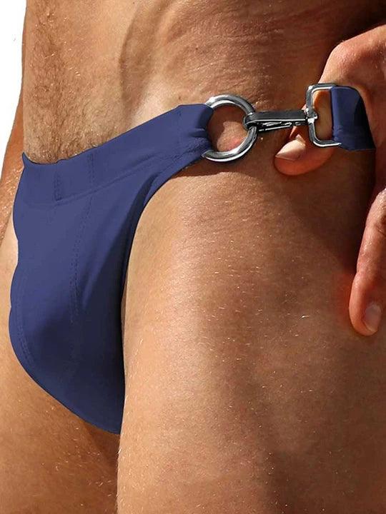 Men's Low Rise Metal Buckle Swim Bikini - YK001 - YDressup